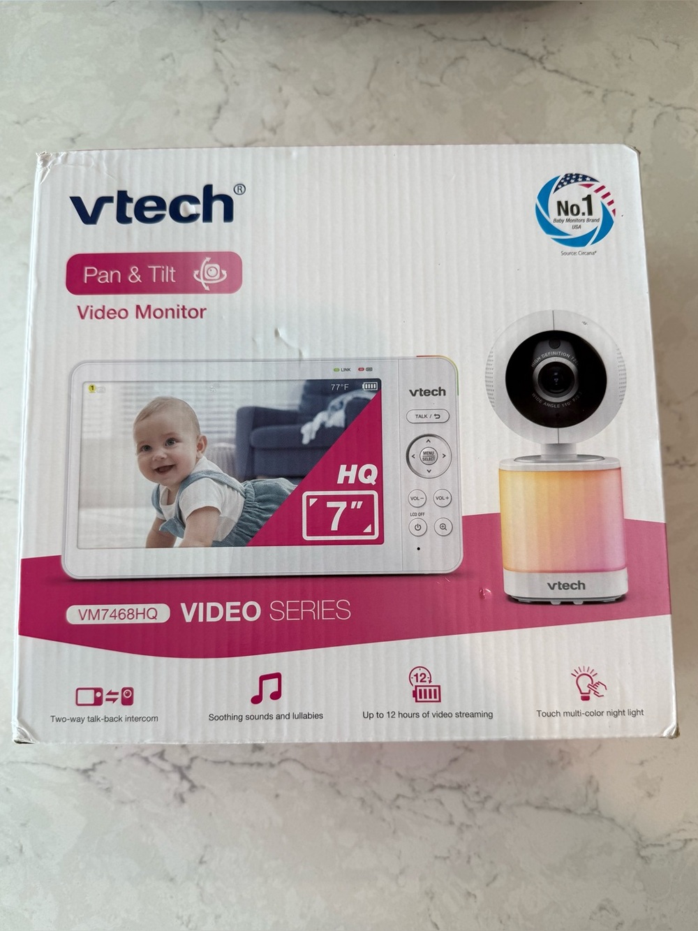 VTech 7" Pan & Tilt Video Monitor with Multi-Color Night Light